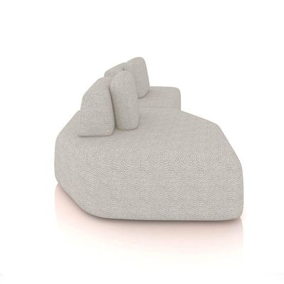 Sofá 2 Lugares Orgânico Com Chaise E 1 Módulo Central Berlim Bouclê Cinza Claro K01 - D'rossi