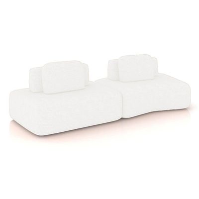 Sofá 2 Lugares Orgânico Com Módulo Central E 1 Canto Berlim Bouclê Off White K01 - D'rossi