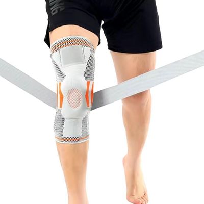 Joelheira Compressão Estabilizador Esportivo Silicone Gel Com Faixa Ajustável Com Suporte Cinza