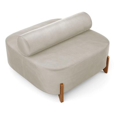 Sofá Ilha Orgânico Living Closet Evo 125cm 02 Lugares Veludo Bege Claro - Desk Design Bege Claro