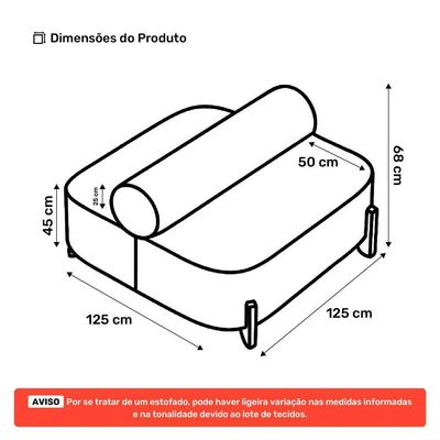 Sofá Ilha Orgânico Living Closet Evo 125cm 02 Lugares Veludo Bege Claro - Desk Design Bege Claro