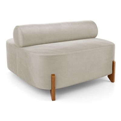Sofá Ilha Orgânico Living Closet Evo 125cm 02 Lugares Veludo Bege Claro - Desk Design Bege Claro
