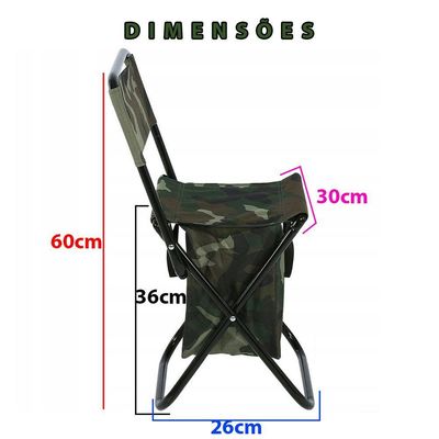 Cadeira Bolsa Portatil 2 Em 1 Dobravel Camuflada Pesca Acampamento Fila Camping Piquenique Praia