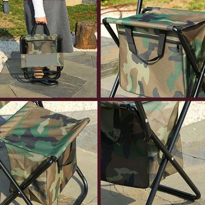 Cadeira Bolsa Portatil 2 Em 1 Dobravel Camuflada Pesca Acampamento Fila Camping Piquenique Praia