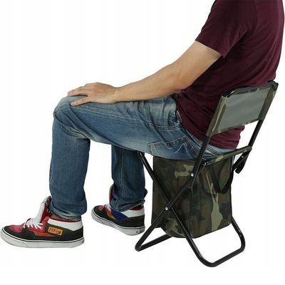 Cadeira Bolsa Portatil 2 Em 1 Dobravel Camuflada Pesca Acampamento Fila Camping Piquenique Praia