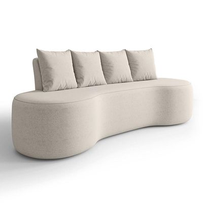 Sofá 3 Lugares Orgânico 210cm Com Almofadas Benin Bouclê Bege B03 - D'rossi