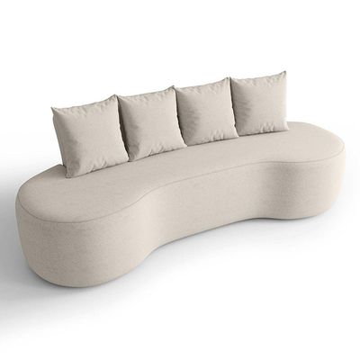 Sofá 3 Lugares Orgânico 210cm Com Almofadas Benin Bouclê Bege B03 - D'rossi