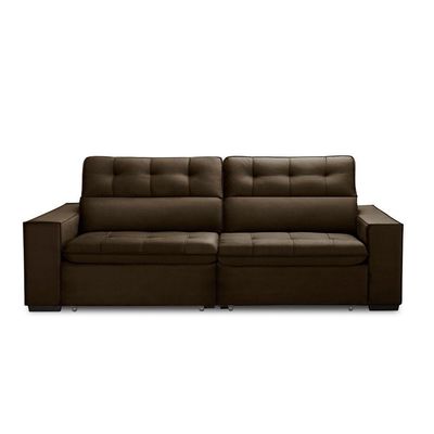 Sofa Retratil Reclinavel 2 Lugares 2,70 Vitória Veludo Marrom Lansofbr