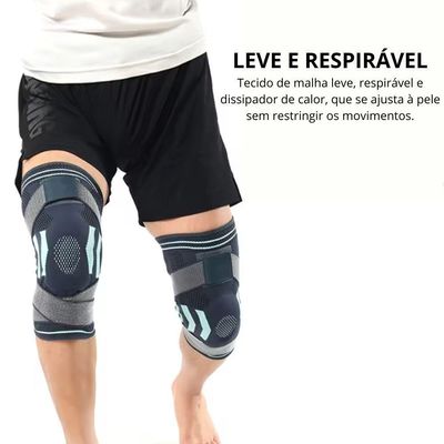 Joelheira Compressão Estabilizador Esportivo Silicone Gel Com Faixa Ajustável Com Suporte Preto