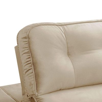 Sofa Retratil Reclinavel 2 Lugares 2,80 Vitória Veludo Bege Lansofbr