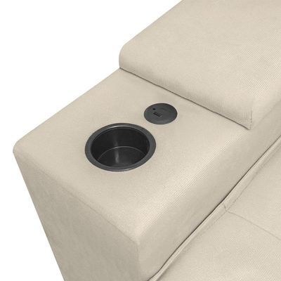 Sofá Retratil Reclinavel 3 Lugares 2,30m Porta Copo USB Bege