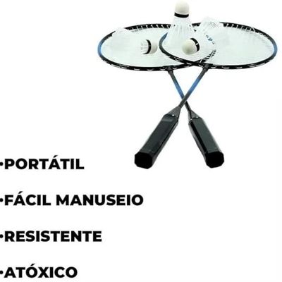 Kit Badminton 2 Raquetes Peteca Jogo De Frescobol Raqueteira Esporte Com Bolsa
