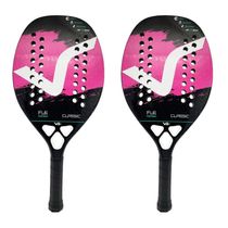 Kit Com 2 Raquetes De Beach Tennis Classic Full Carbon Vg Plus Rosa