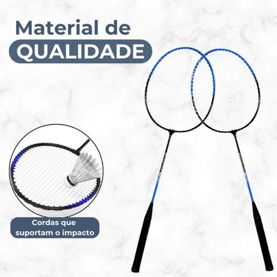 Kit Badminton 2 Raquetes Peteca Jogo De Frescobol Raqueteira Esporte Com Bolsa