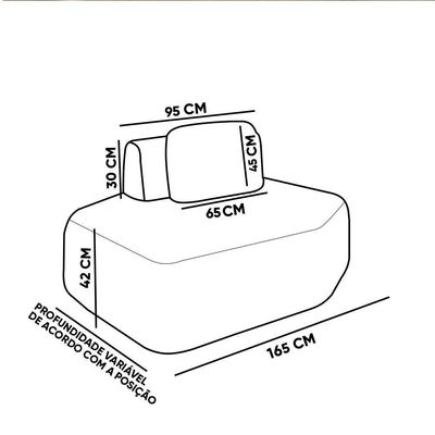 Sofá Módulo Chaise 165cm Orgânico Sala Berlim Bouclê K01 - D'rossi Off White