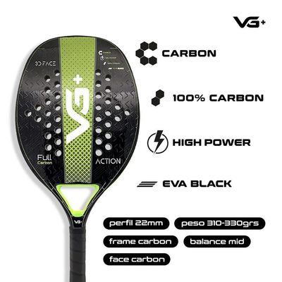 Kit Com 2 Raquetes De Beach Tennis Classic Full Carbon Verde Vg Plus