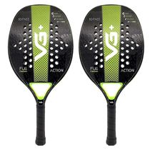 Kit Com 2 Raquetes De Beach Tennis Classic Full Carbon Verde Vg Plus