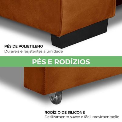 Sofa Retratil Reclinavel 2 Lugares 2,80 Vitória Veludo Terracota Lansofbr