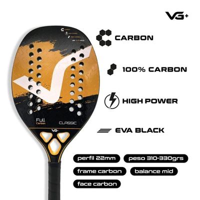 Kit Com 2 Raquetes De Beach Tennis Classic Full Carbon Vg Plus Laranja