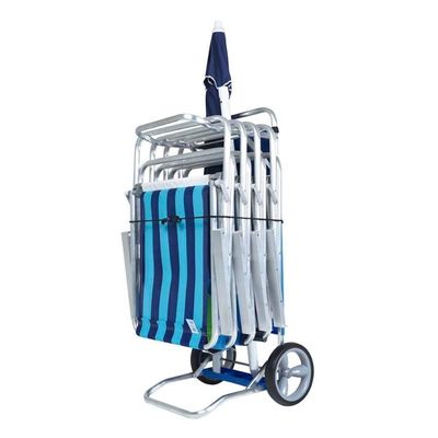 Carrinho De Praia Mesa Cadeiras Guarda-sol 15 Kg Mor azul Azul