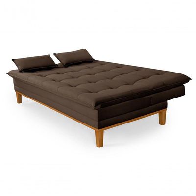 Sofá Cama Reclinável Casal 1,84m Island Suede Marrom Premium
