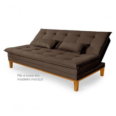 Sofá Cama Reclinável Casal 1,84m Island Suede Marrom Premium