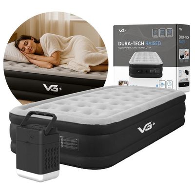 Colchão Inflável Solteiro Dura Tech Elevado Com Bomba Lítio Usb Vg Plus Preto