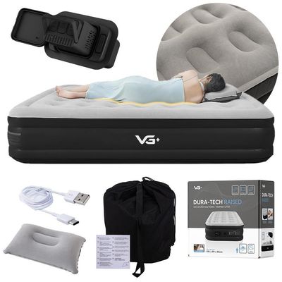 Colchão Inflável Solteiro Dura Tech Elevado Com Bomba Lítio Usb Vg Plus Preto