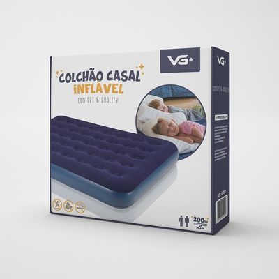 Colchão Casal Inflável + 2 Travesseiros + Bomba Elétrica 220v Vg Plus