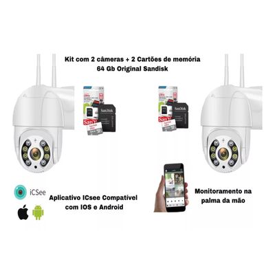 Kit 2 Câmeras De Segurança Wi-fi Icsee + Cartão Memória