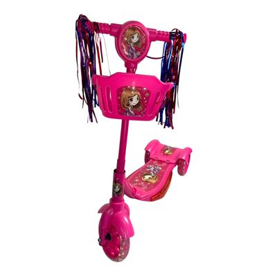 Patinete 3 Rodas Infantil Dobrável com Som e Luz - Rosa