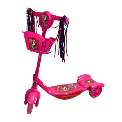 Patinete 3 Rodas Infantil Dobrável com Som e Luz - Rosa