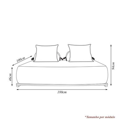 Sofá Modulado 6 Lugares com Almofadas Soltas Pés Madeira Maciça 360cm Homer Bouclê Bege G63 - Gran Belo