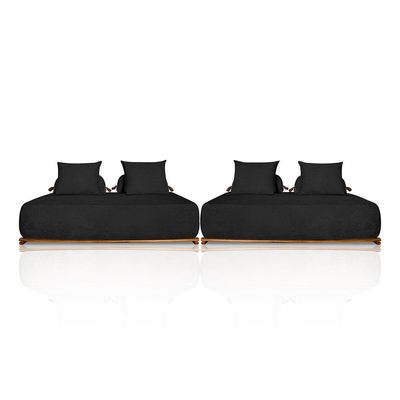 Sofá Modulado 6 Lugares com Almofadas Soltas Pés Madeira Maciça 360cm Homer Bouclê Preto G63 - Gran Belo