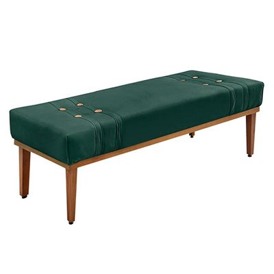 Recamier Decorativo 160cm Kors Veludo Pés de Madeira Verde Floresta - Gran Belo