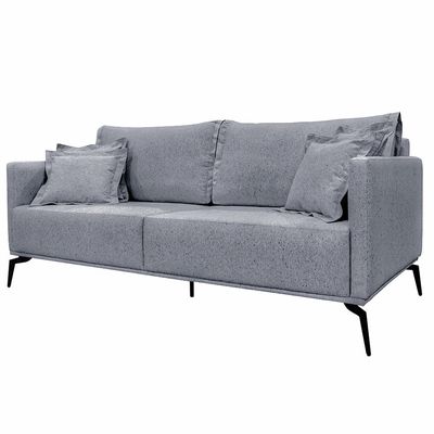 Sofá Decorativo 3 Lugares 220cm Pés em Aço Stagno Linho Cinza - Gran Belo