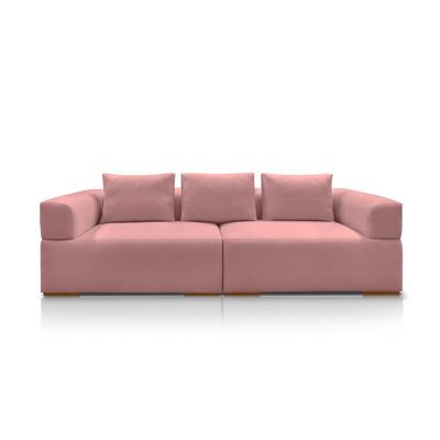 Sofá Bipartido 4 Lugares com Almofadas Soltas 260cm Nuuk Linho Rosê G63 - Gran Belo