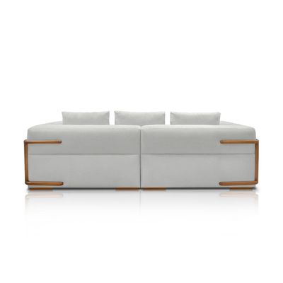 Sofá Bipartido 5 Lugares com Almofadas Soltas 300cm Nuuk Linho Cinza G63 - Gran Belo