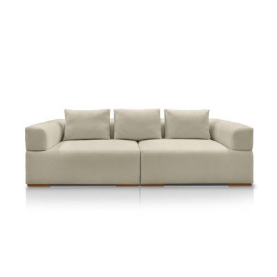 Sofá Bipartido 4 Lugares com Almofadas Soltas 260cm Nuuk Linho Off White G63 - Gran Belo