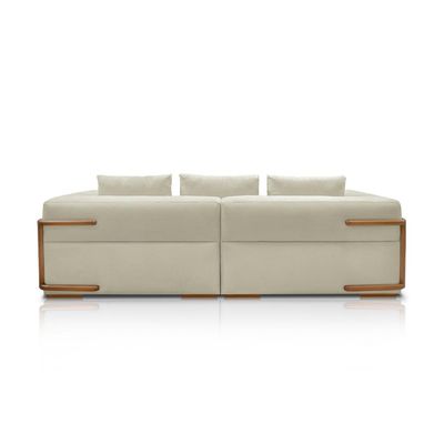 Sofá Bipartido 4 Lugares com Almofadas Soltas 260cm Nuuk Linho Off White G63 - Gran Belo