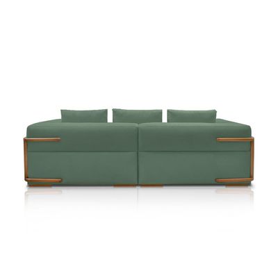 Sofá Bipartido 5 Lugares com Almofadas Soltas 300cm Nuuk Linho Verde G63 - Gran Belo