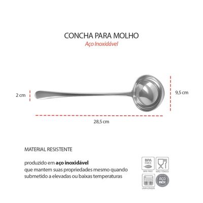 Concha Aço Inox Servir Molhos Sopas Caldos 28cm Jogo 3un