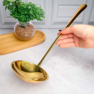 Concha Dourada Aço Inox Servir Molhos Sopas Caldos 28cm