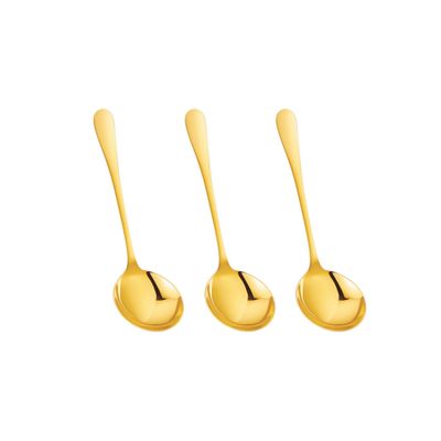 Concha Dourada Aço Inox Servir Molhos Sopas 19cm Jogo 3un