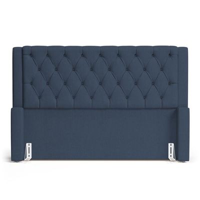 Cabeceira Atena Para Cama Box King Size 195cm Capitonê Com Frame Linho Azul - Desk Design