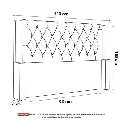 Cabeceira E Calçadeira Báu Solteiro Atena 90cm Capitonê Linho Azul - Desk Design