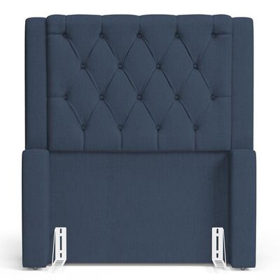 Cabeceira Atena Para Cama Box Solteiro 90cm Capitonê Com Frame Linho Azul - Desk Design