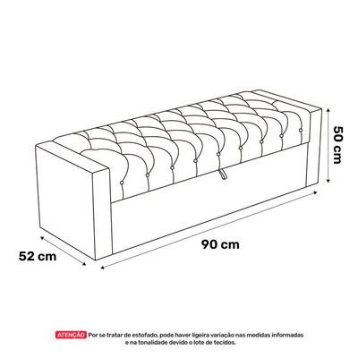 Cabeceira E Calçadeira Báu Solteiro Atena 90cm Capitonê Linho Azul - Desk Design