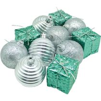 Kit 55 Peças Tubo Natalino Enfeite árvore Natal Verde 5cm