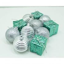 Kit 55 Peças Tubo Natalino Enfeite árvore Natal Verde 5cm
